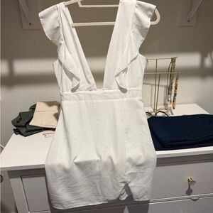 Superdown White Backless Ruffle Dress